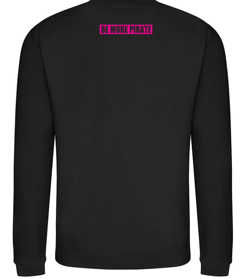 ADULT black sweatshirt with pink flag