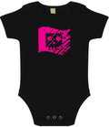 Baby grow  black with pink flag