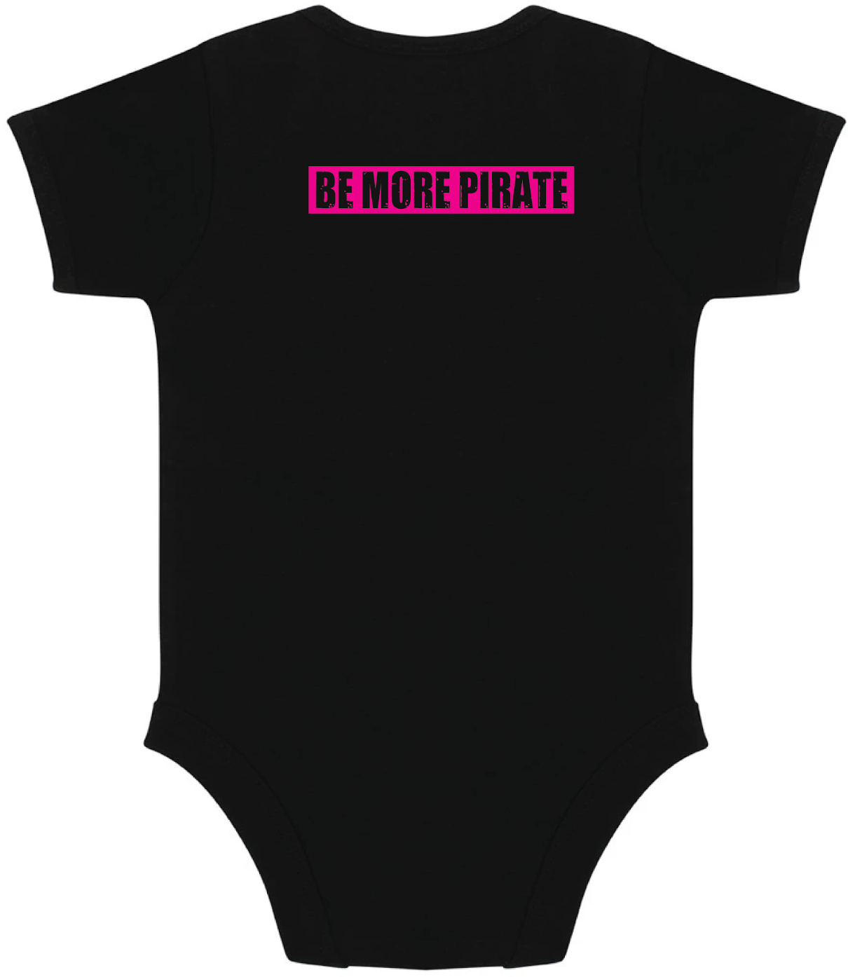 Baby grow black Be More Pirate logo